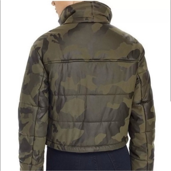 Bagatelle NYC Camo Cropped Puffer Jacket Army Green Black Medium - Picture 4 of 9